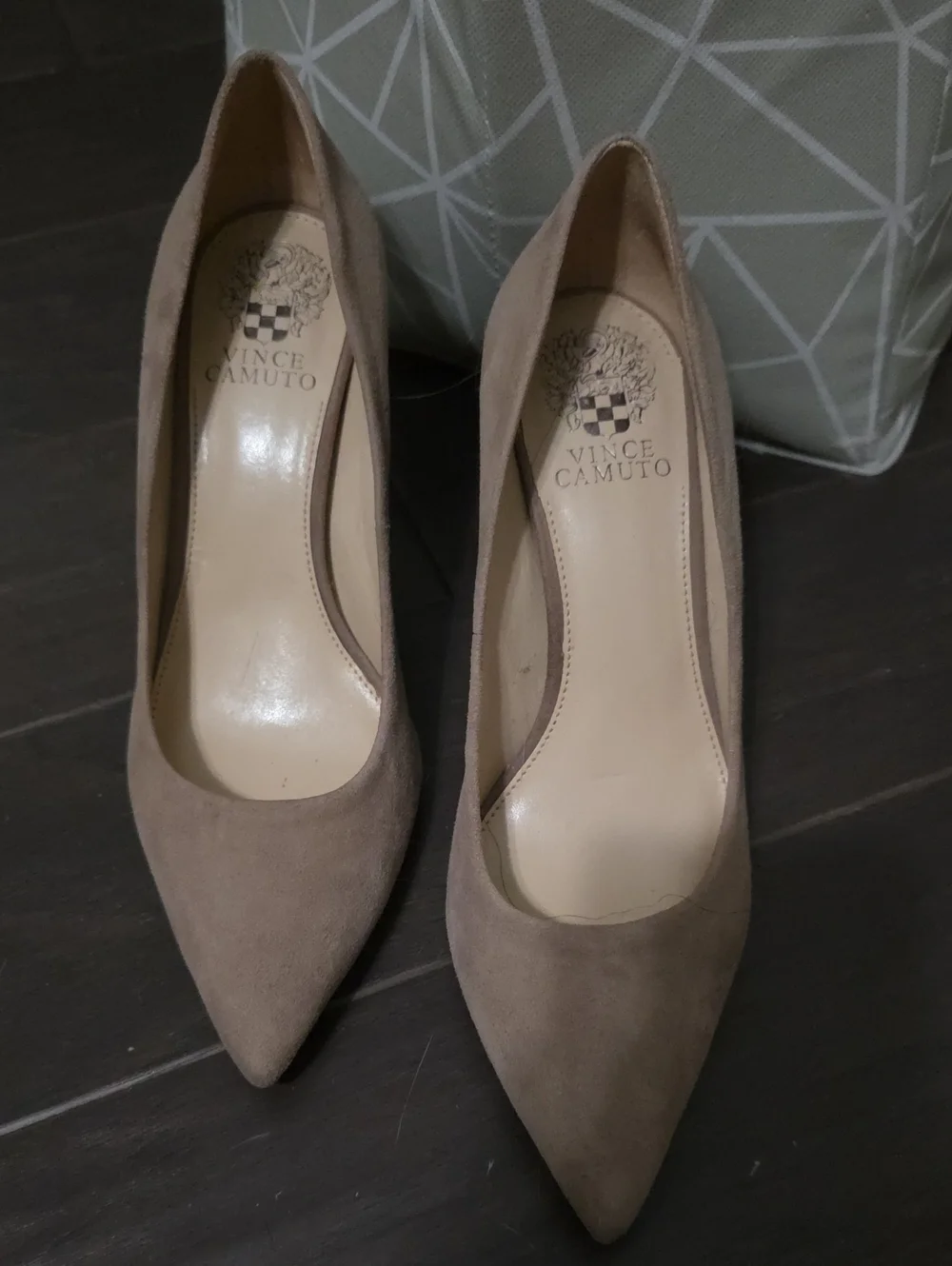 Vince Camuto Taupe Suede Pointed Toe Pumps